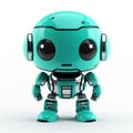 Innovative Turquoise Smart Android Cartoon Robot With Shiny Eyes