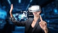 Innovative Virtual Reality Experience with AI Chatbot Assistant for Enhanced User Interaction and Automation in Modern Royalty Free Stock Photo
