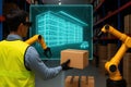 An Innovative Warehouse Worker Using Augmented Reality and Robotic Assistance Royalty Free Stock Photo