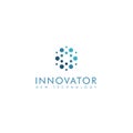 Innovator abstract circles shape group, blue color stylish vector logotype. Royalty Free Stock Photo