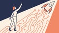 Innovator Launching Rocket from Circuit Board Tech Future Vector, vector design Generative AI Royalty Free Stock Photo