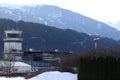 Innsbruck Airport, ATC Air Traffic Control Tower view Royalty Free Stock Photo