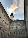 The exterior wall decoration of Ambras Castle. The castle is a Renaissance castle and palace located in the hills above Innsbruck