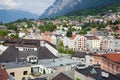 Innsbruck city center aerial view. Old town view from clock tower Royalty Free Stock Photo