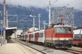 Innsbruck railway station platform. Austrian transportation. European destination