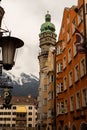 Innsbruck, Tirol/Austria - March 27 2019: Famous Golden Roof and City Tower captured in one shot