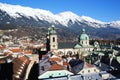 Innsburck City View with snow capped mountains Royalty Free Stock Photo