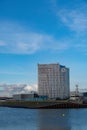 Inntel hotel standing at the entrance of Scheveningen harbor