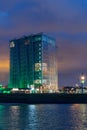 Inntel Hotels Den Haag Marina Beach Scheveningen blue hour Royalty Free Stock Photo