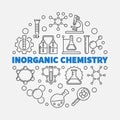 Inorganic Chemistry vector round illustration in thin line style