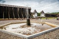 Inowroclaw, Poland - August 10, 2021. Area of Park Solankowy with Brine graduation towers of doctor Jan Osot