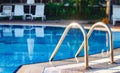 Inox handrail entrance in Pool pure clean water