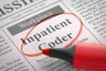 Inpatient Coder Wanted. 3D Illustration. Royalty Free Stock Photo