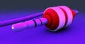 Input audio connector with cable macro on neon background Concept Club 3d render