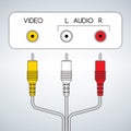 Input rca audio video jacks with cable Royalty Free Stock Photo