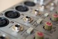 Input Sockets And Operating of the Audio Mixer. Royalty Free Stock Photo