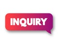 Inquiry - an act of asking for information, text concept message bubble