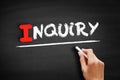 Inquiry text on blackboard Royalty Free Stock Photo