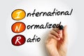 INR International Normalized Ratio - measures the time for the blood to clot, acronym text concept background