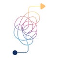 Insane messy line. Complicated way. Tangled scribble colorful
