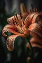 Insanely detailed lily flower background. Closeup of blooming lilies. Daylily