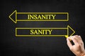 Insanity or Sanity Life Arrows Concept. Royalty Free Stock Photo