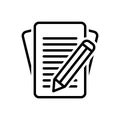 Black line icon for Inscribe, write and compose