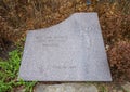 Inscribed granite stone memorial at a Catholic Church in Edmond, Oklahoma.