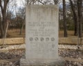 Inscribed stone at the Prisoner of War Veteran`s Memorial in Sparger Park in Colleyville, Texas.