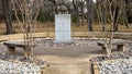 Inscribed stone at the Prisoner of War Veteran`s Memorial in Sparger Park in Colleyville, Texas. Royalty Free Stock Photo