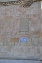 Inscripted Plaque on the Cathedral Building Wall of Salamanca City. Spain. Royalty Free Stock Photo