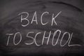 The inscription back to school on the school blackboard. White letters on a black background in the classroom Royalty Free Stock Photo