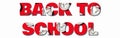 Inscription Back to school made with white alarm clock on red background. Wake up alert concept. Text for your design. Morning Royalty Free Stock Photo