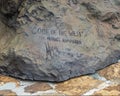 Inscription on the base of `Code of the West` by Herb Mignery at the National Cowboy & Western Heritage Museum in Oklahoma City.