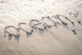 the inscription on beach sand Royalty Free Stock Photo