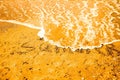 Inscription beach sand SUMMER. Concept photo of summer travel and vacation. Royalty Free Stock Photo