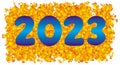 The inscription 2023 in blue on a background of yellow gradients.