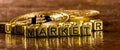 Inscription bull bear market with Crypto currency Golden Bitcoin Royalty Free Stock Photo