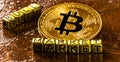 inscription bull market with Crypto currency Golden Bitcoin, BTC, macro-shot coin, bitcoin mining concept