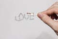 The inscription of burning matches: love. Royalty Free Stock Photo