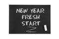 Inscription in chalk on black paper: New year, fresh start Royalty Free Stock Photo