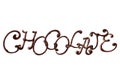 Inscription Chocolate made of chocolate elegant font with swirls, isolated on white background Royalty Free Stock Photo