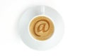 The inscription on coffee froth at