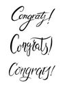 The inscription `Congrats!` black and white illustration