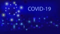 Inscription Coronavirus COVID-19 on blue background of molecular structures. Abstract blue background of Coronavirus COVID-19. Mol