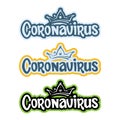 Inscription Coronavirus in three colors and a crown on top