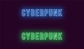 Inscription of Cyberpunk in neon Bold style Vector Royalty Free Stock Photo