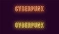 Inscription of Cyberpunk in neon Bold style Vector Royalty Free Stock Photo