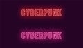 Inscription of Cyberpunk in neon Bold style Vector Royalty Free Stock Photo