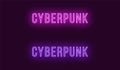 Inscription of Cyberpunk in neon style. Vector Royalty Free Stock Photo